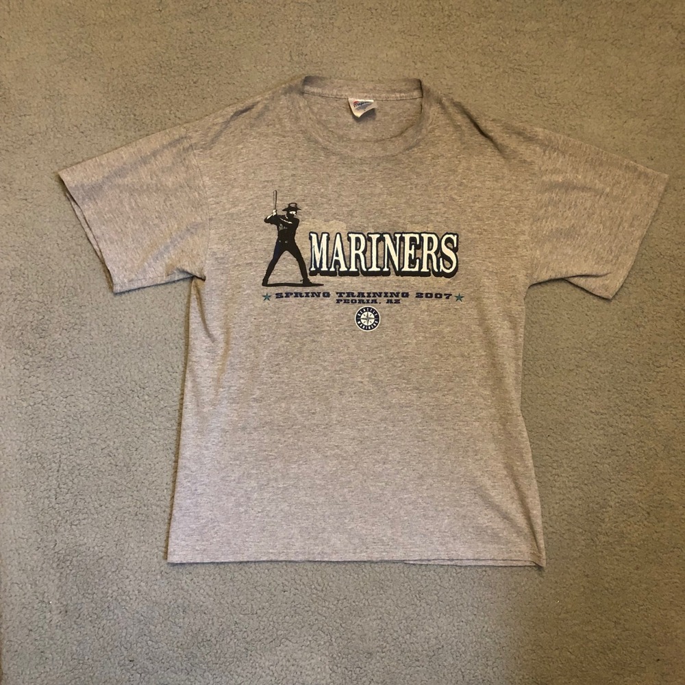 Vtg 2007 Seattle Mariners Spring Training T Shirt Single Stitch Gray Large MLB
